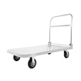 White Flat Stainless-Steel Utility Cart with Wheels Image - 12