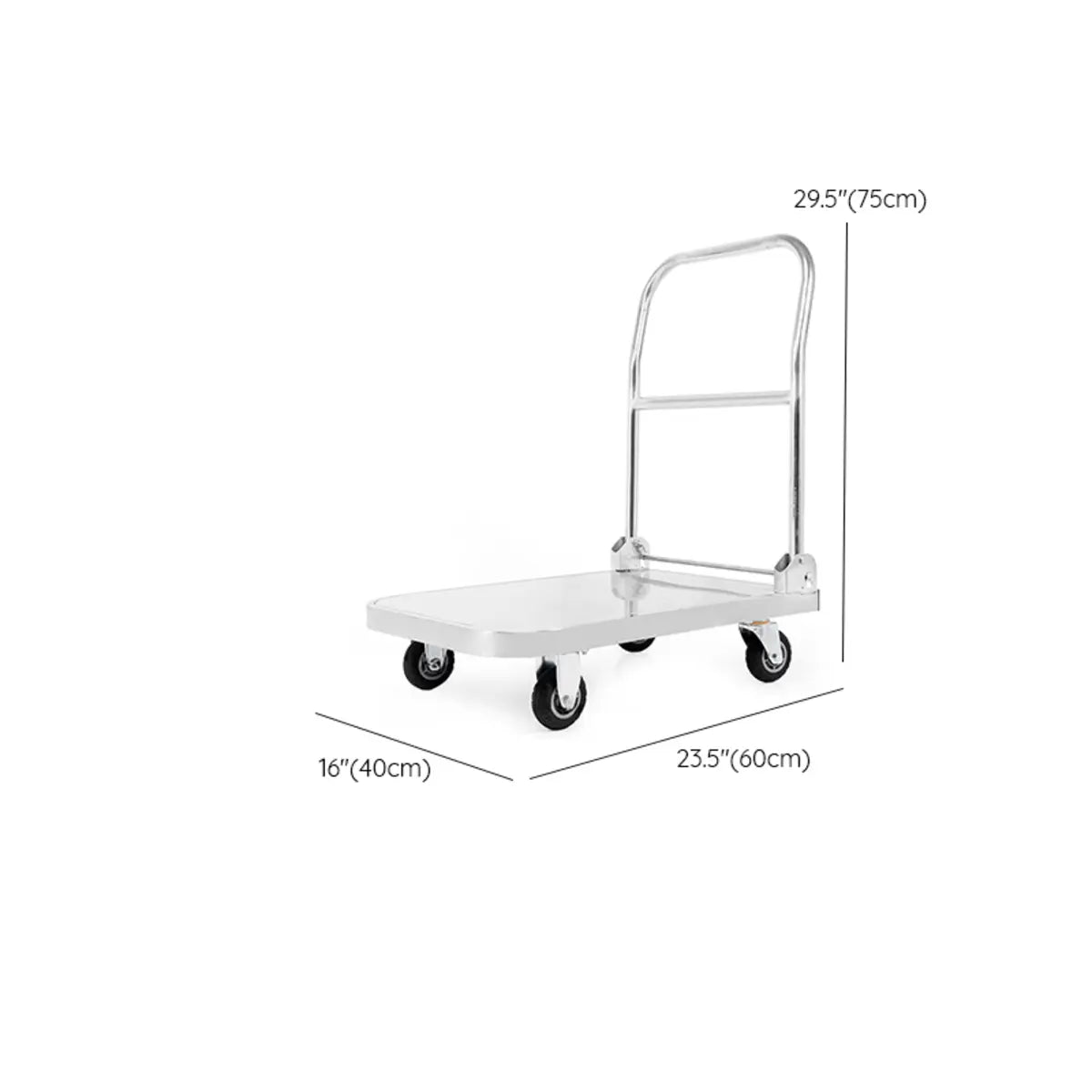 White Flat Stainless-Steel Utility Cart with Wheels 