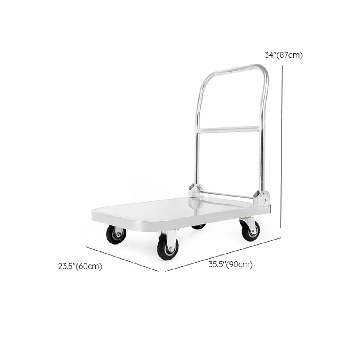 White Flat Stainless-Steel Utility Cart with Wheels Image - 19