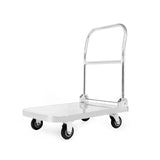 White Flat Stainless-Steel Utility Cart with Wheels Image - 2