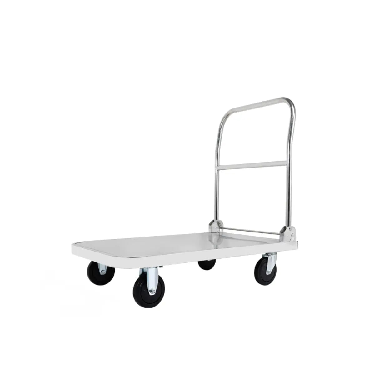 White Flat Stainless-Steel Utility Cart with Wheels Image - 3