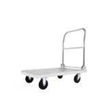 White Flat Stainless-Steel Utility Cart with Wheels Image - 3