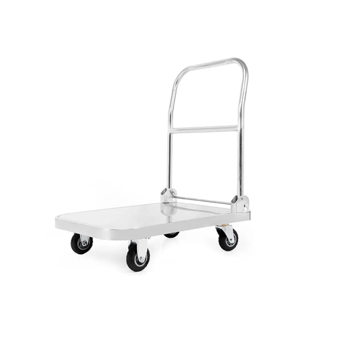 White Flat Stainless-Steel Utility Cart with Wheels Image - 4