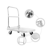 White Flat Stainless-Steel Utility Cart with Wheels Image - 6