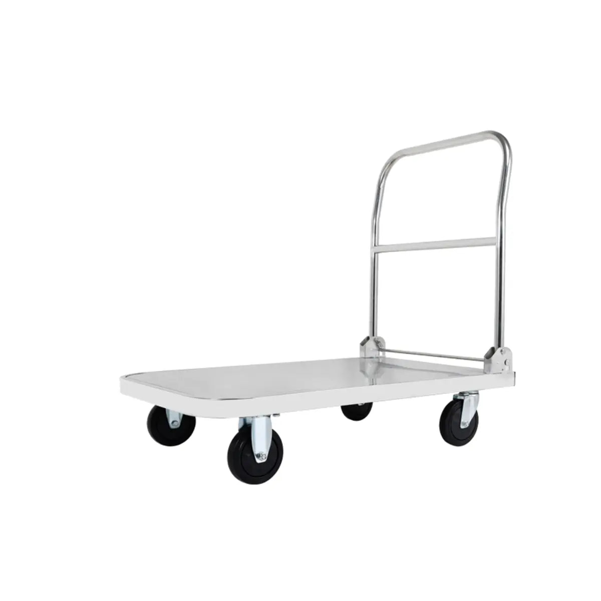 White Flat Stainless-Steel Utility Cart with Wheels Image - 7