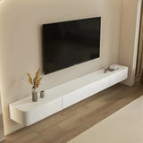 White Floating Mount Rubberwood Cabinet TV Stand Image - 3