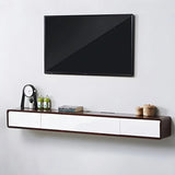 White Floating Mount Rubberwood Drawers TV Stand Image - 23