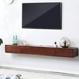 White Floating Mount Rubberwood Drawers TV Stand Image - 24