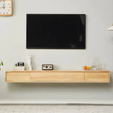 White Floating Mount Rubberwood Drawers TV Stand Image - 5