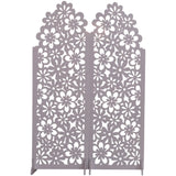 White Floral Wood Translucent Folding Room Divider Image - 2