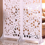 White Floral Wood Translucent Folding Room Divider Image - 6