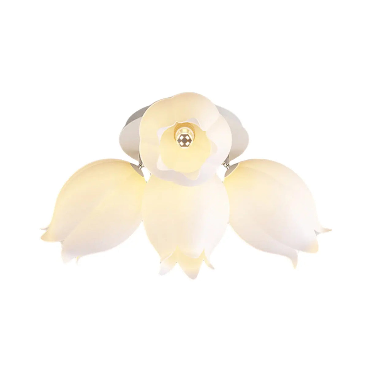 White Flower Shape Semi-Flush Mount Ceiling Lamp 6-Head Image - 10