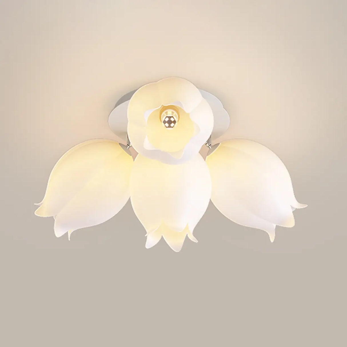 White Flower Shape Semi-Flush Mount Ceiling Lamp 6-Head Image - 11