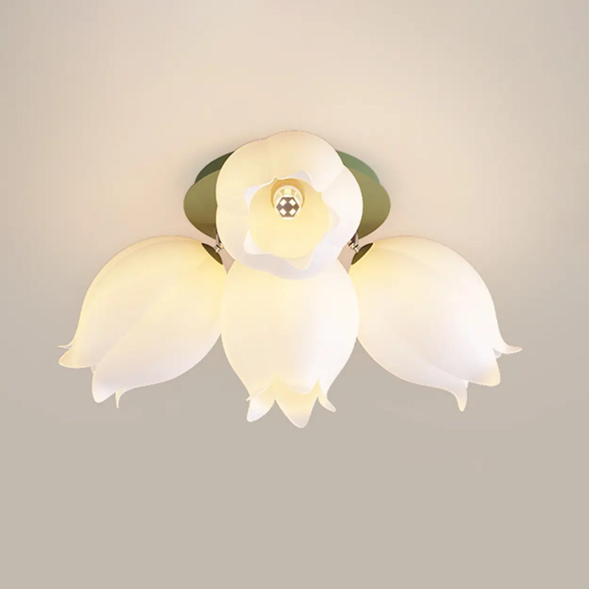 White Flower Shape Semi-Flush Mount Ceiling Lamp 6-Head Image - 13