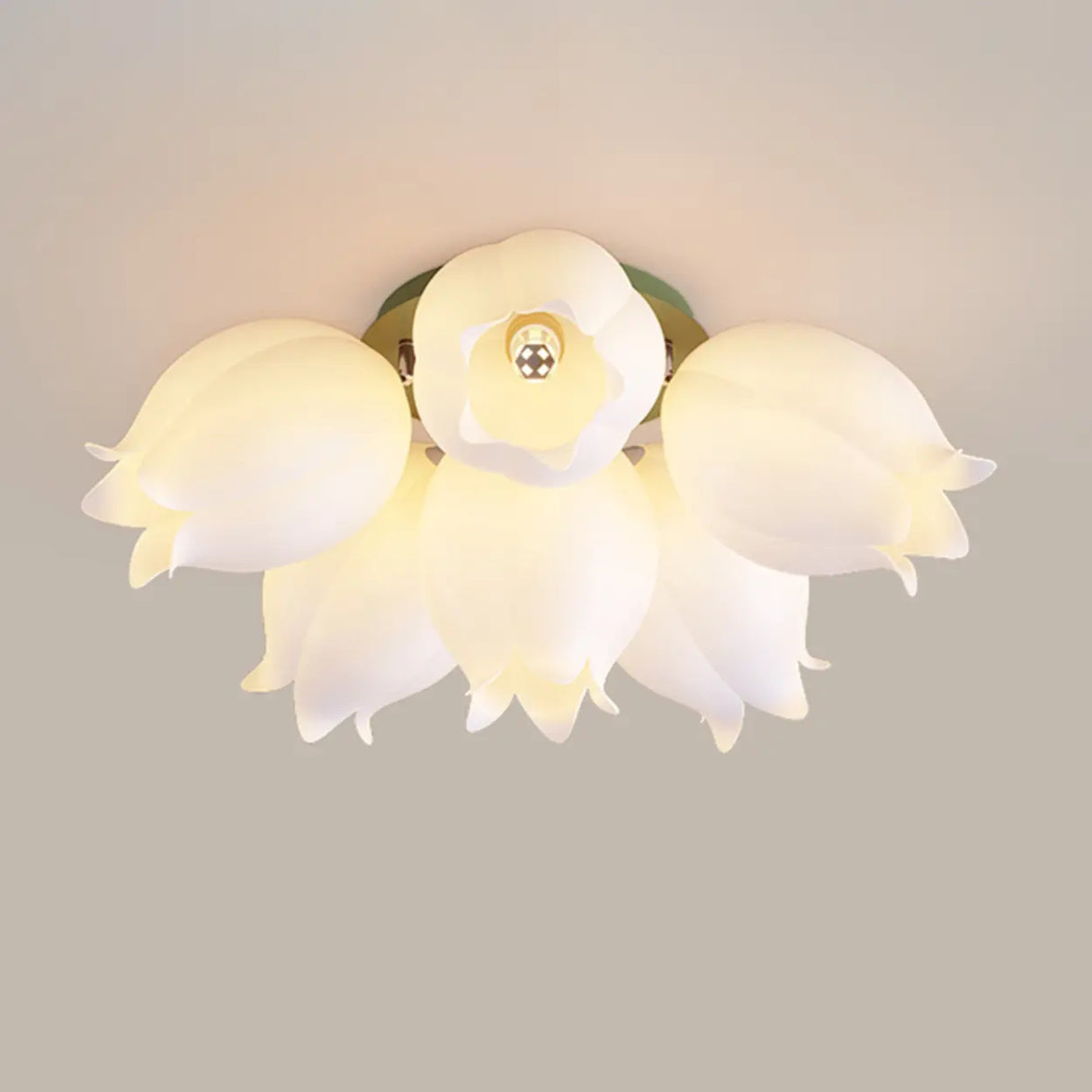 White Flower Shape Semi-Flush Mount Ceiling Lamp 6-Head Image - 14