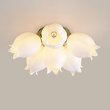 White Flower Shape Semi-Flush Mount Ceiling Lamp 6-Head Image - 14