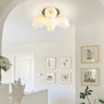 White Flower Shape Semi-Flush Mount Ceiling Lamp 6-Head Image - 2