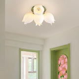 White Flower Shape Semi-Flush Mount Ceiling Lamp 6-Head Image - 6