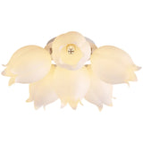 White Flower Shape Semi-Flush Mount Ceiling Lamp 6-Head Image - 9