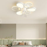 White Flower Shaped 7 Clear Blades Ceiling Fan Light Image - 1