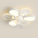 White Flower Shaped 7 Clear Blades Ceiling Fan Light Image - 10