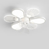 White Flower Shaped 7 Clear Blades Ceiling Fan Light Image - 11