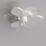 White Flower Shaped 7 Clear Blades Ceiling Fan Light Image - 12