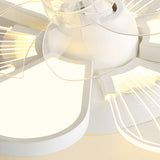 White Flower Shaped 7 Clear Blades Ceiling Fan Light Image - 13