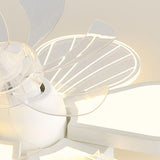 White Flower Shaped 7 Clear Blades Ceiling Fan Light Image - 14