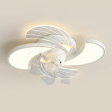 White Flower Shaped 7 Clear Blades Ceiling Fan Light Image - 5