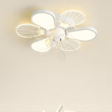 White Flower Shaped 7 Clear Blades Ceiling Fan Light Image - 9