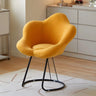 White Flower-Shaped Faux Fur Swivel Solid Color Vanity Stool Image - 10