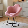 White Flower-Shaped Faux Fur Swivel Solid Color Vanity Stool Image - 19