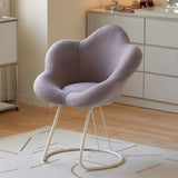 White Flower-Shaped Faux Fur Swivel Solid Color Vanity Stool Image - 23