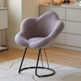 White Flower-Shaped Faux Fur Swivel Solid Color Vanity Stool Image - 25