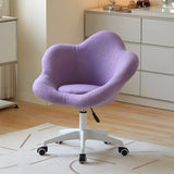 White Flower-Shaped Faux Fur Swivel Solid Color Vanity Stool Image - 27