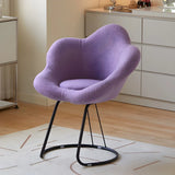 White Flower-Shaped Faux Fur Swivel Solid Color Vanity Stool Image - 31