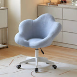 White Flower-Shaped Faux Fur Swivel Solid Color Vanity Stool Image - 33