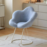 White Flower-Shaped Faux Fur Swivel Solid Color Vanity Stool Image - 35