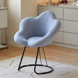 White Flower-Shaped Faux Fur Swivel Solid Color Vanity Stool Image - 37