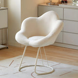 White Flower-Shaped Faux Fur Swivel Solid Color Vanity Stool Image - 41