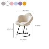 White Flower-Shaped Faux Fur Swivel Solid Color Vanity Stool #size