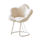 White Flower-Shaped Faux Fur Swivel Solid Color Vanity Stool Image - 9