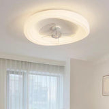 White Flush Mount Simple Dimming Ceiling Fan Light Image - 1