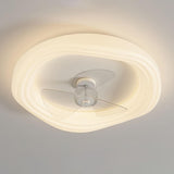 White Flush Mount Simple Dimming Ceiling Fan Light Image - 11