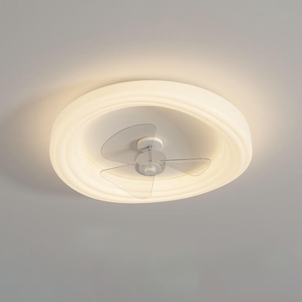 White Flush Mount Simple Dimming Ceiling Fan Light Image - 6