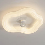 White Flush Mount Simple Dimming Ceiling Fan Light Image - 9