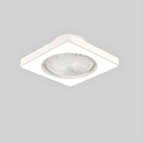 White Flush Simple Bladeless Ceiling Fan with Light Image - 2