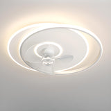 White Flushmount Dimming 3 Blades LED Ceiling Fan Light Image - 2