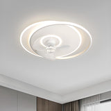 White Flushmount Dimming 3 Blades LED Ceiling Fan Light Image - 6